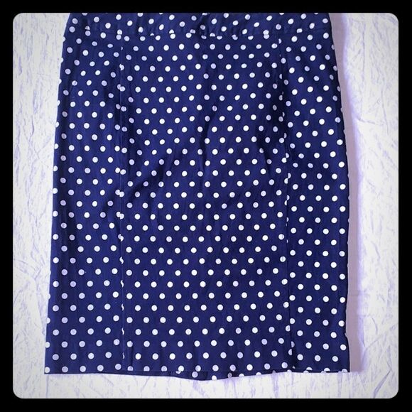 POMELO Navy w White Polka Dot Pencil Skirt-L - Picture 1 of 7